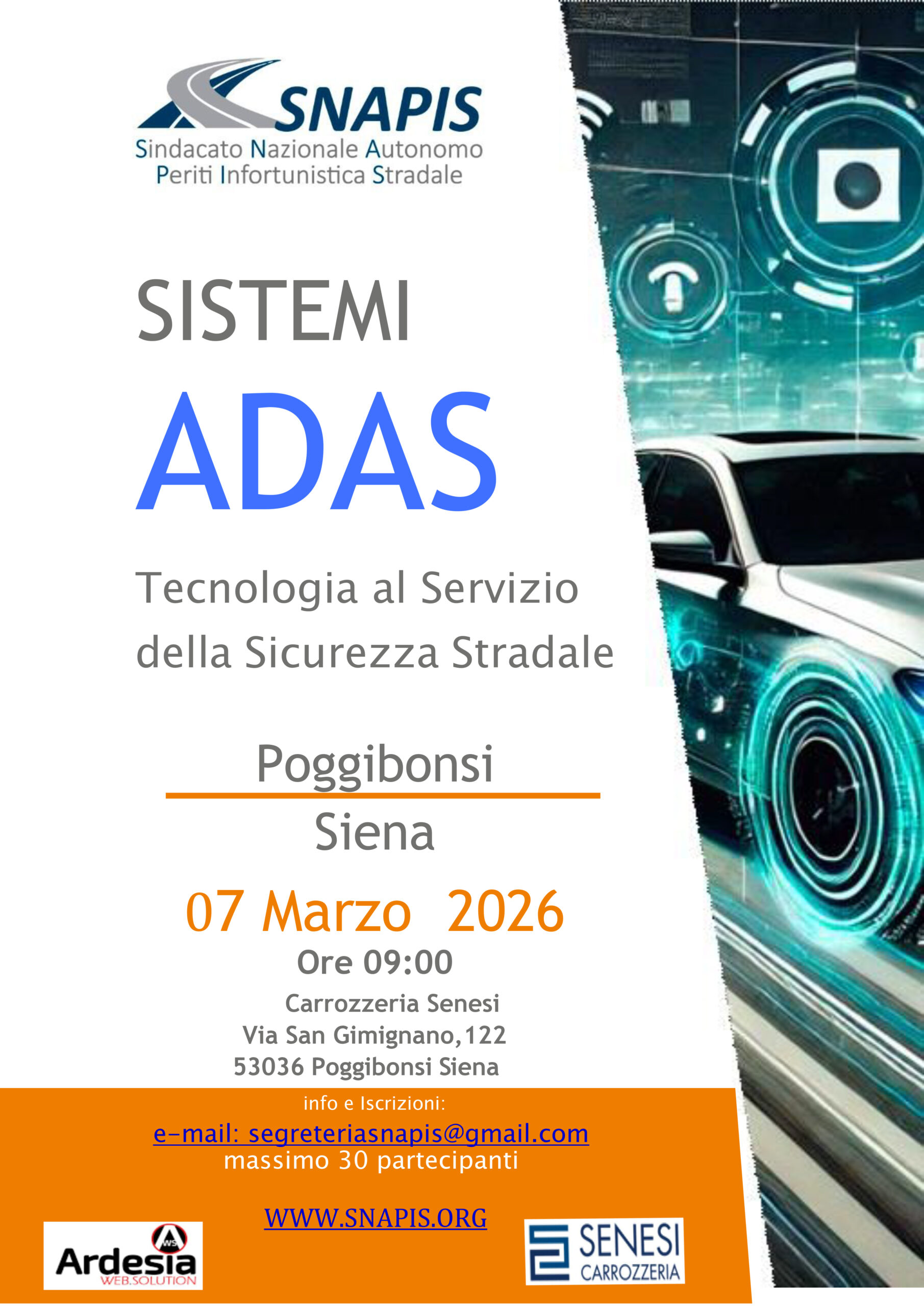 Registrazione Seminario SNAPIS Sistemi ADAS Poggibonsi – Siena – 07 Marzo 2026